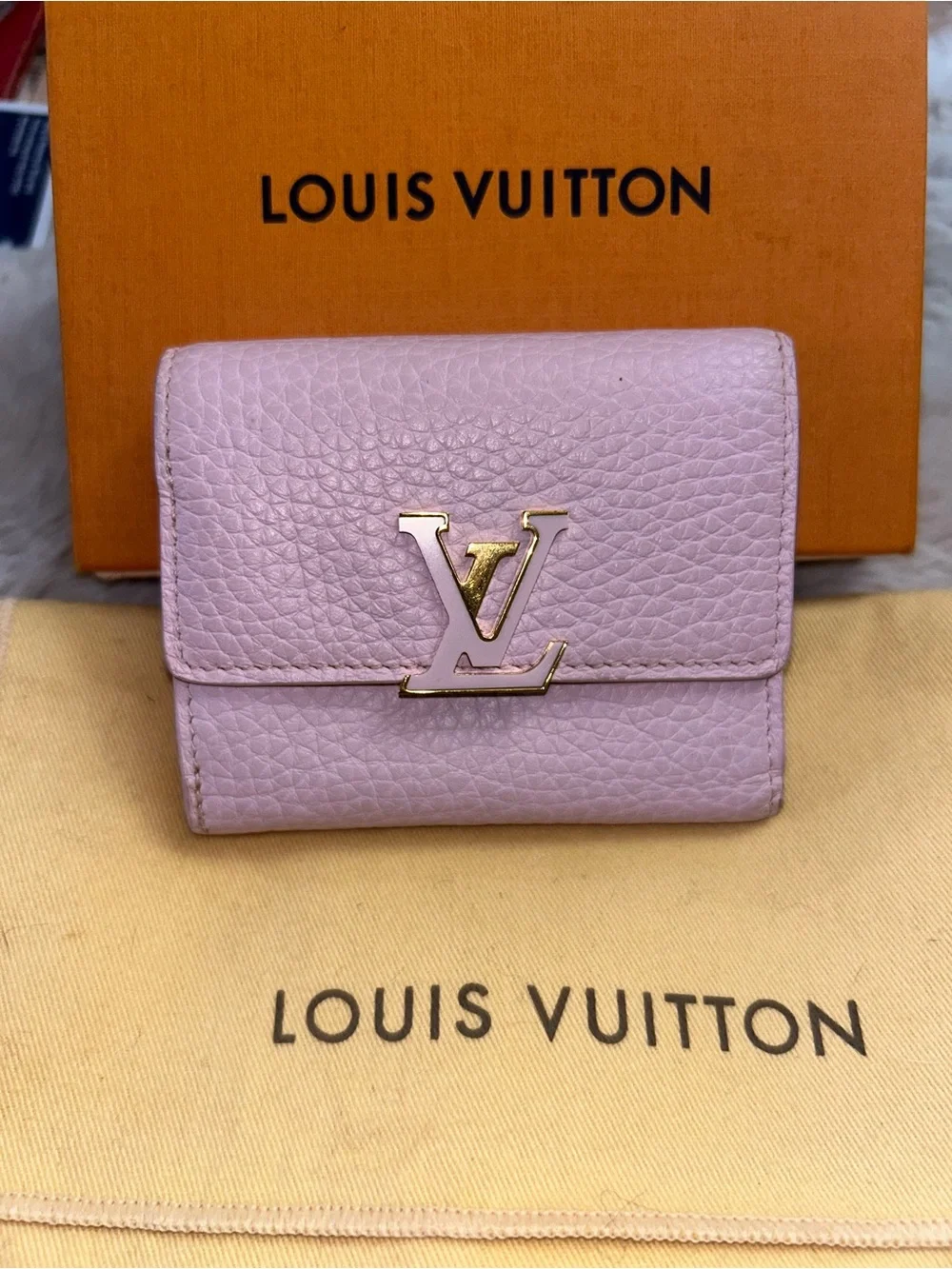 Louis Vuitton Capucines Limited Edition pink and red leather trifold wallet
